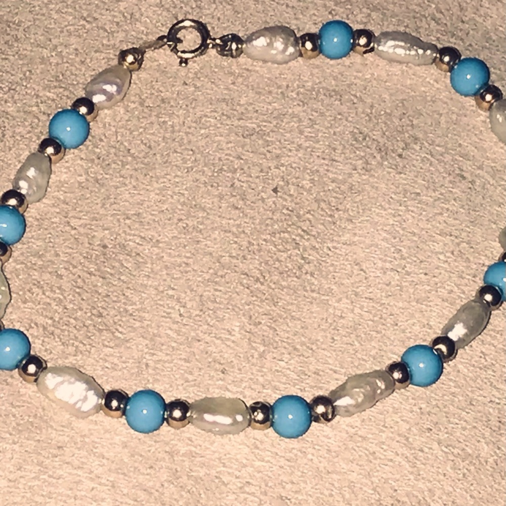 Vintage 14k Gold, Baroque Pearl Beaded Bracelet